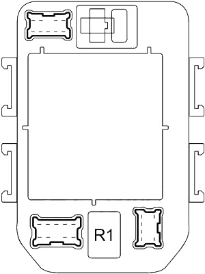 Схема блока предохранителей №1 в салоне (задняя сторона)