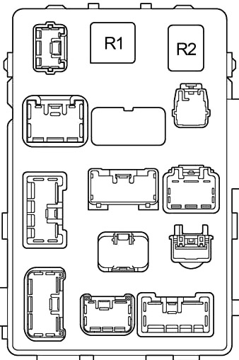 Схема блока предохранителей в салоне (задняя сторона)